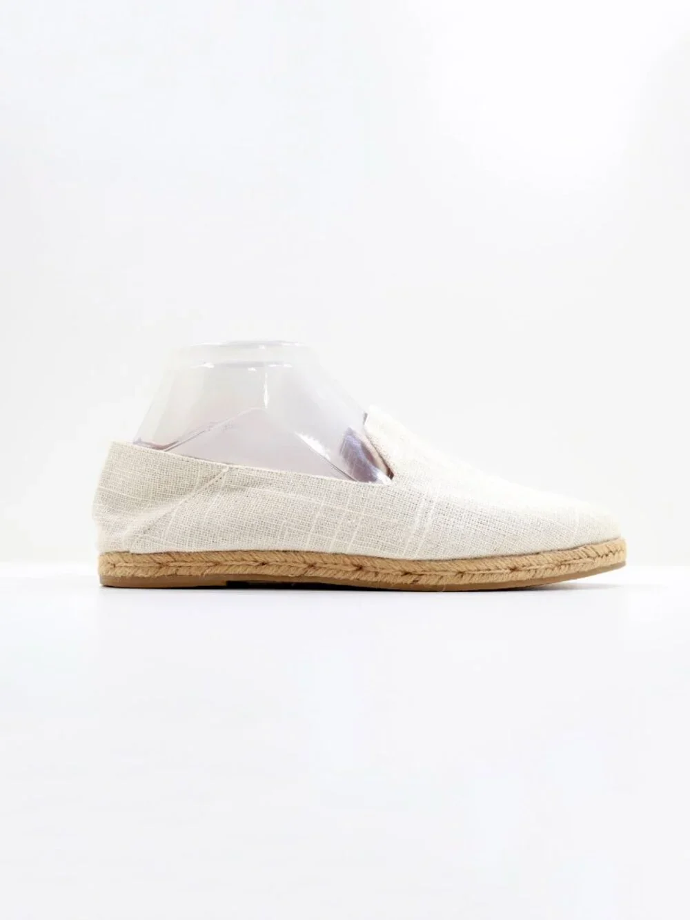 Jack Rogers Audrey Beige & Silver Linen Espadrille Loafer Flats - 9